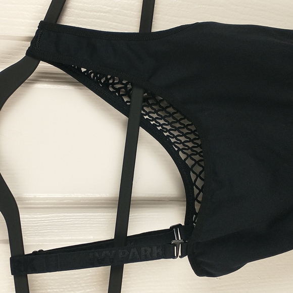 IVY PARK Womens Black Fishnet Convertible One Shoulder Bodysuit Small Medium - Picture 2 of 11